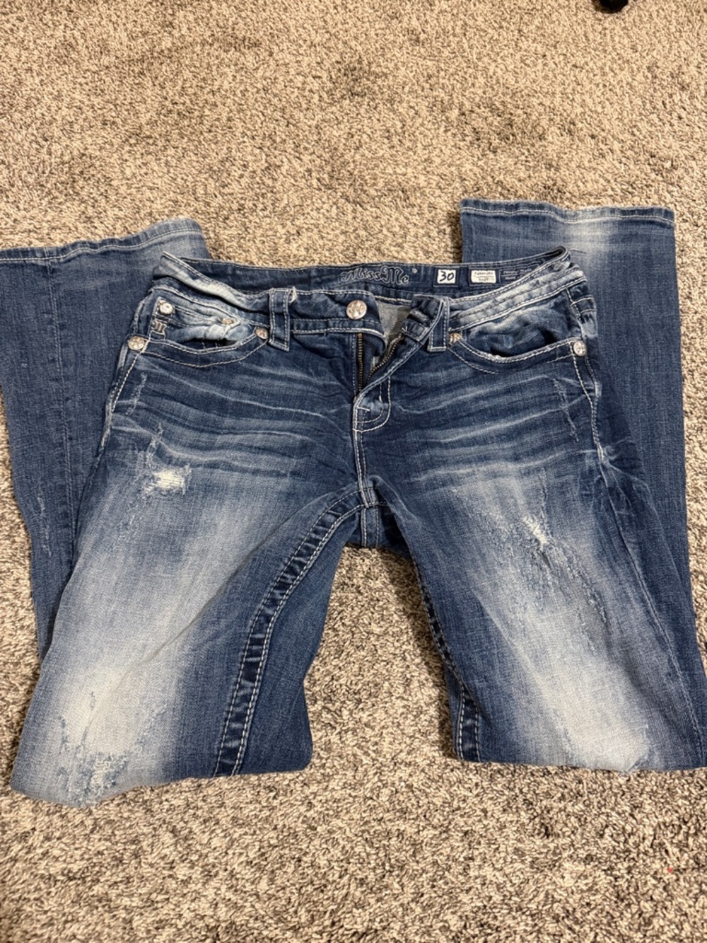 Miss Me Women's Distressed Medium Blue Bootcut Jeans